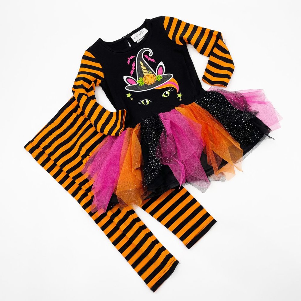 Emily Rose Girls Fall Halloween Tunic Dress Leggings 2 Piece Set size 2T NEW